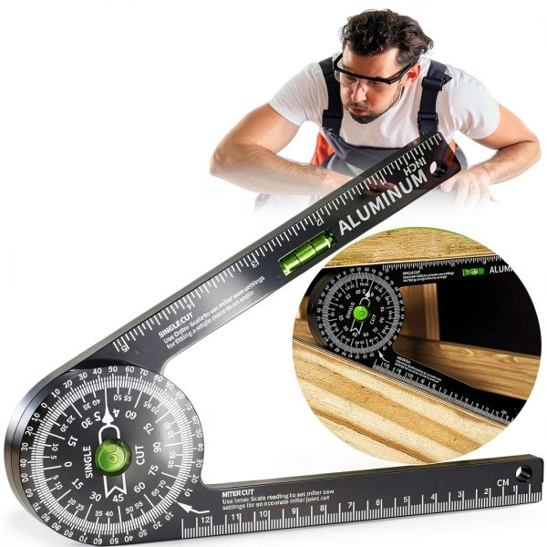 Miotorio Miter Saw Protractor Aluminum Alloy Angle Detector-0