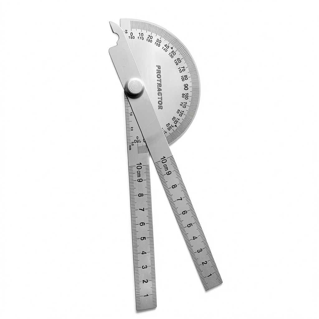 NORTOOLS Angle Finder Ruler displaying laser-etched measurements on a workbench