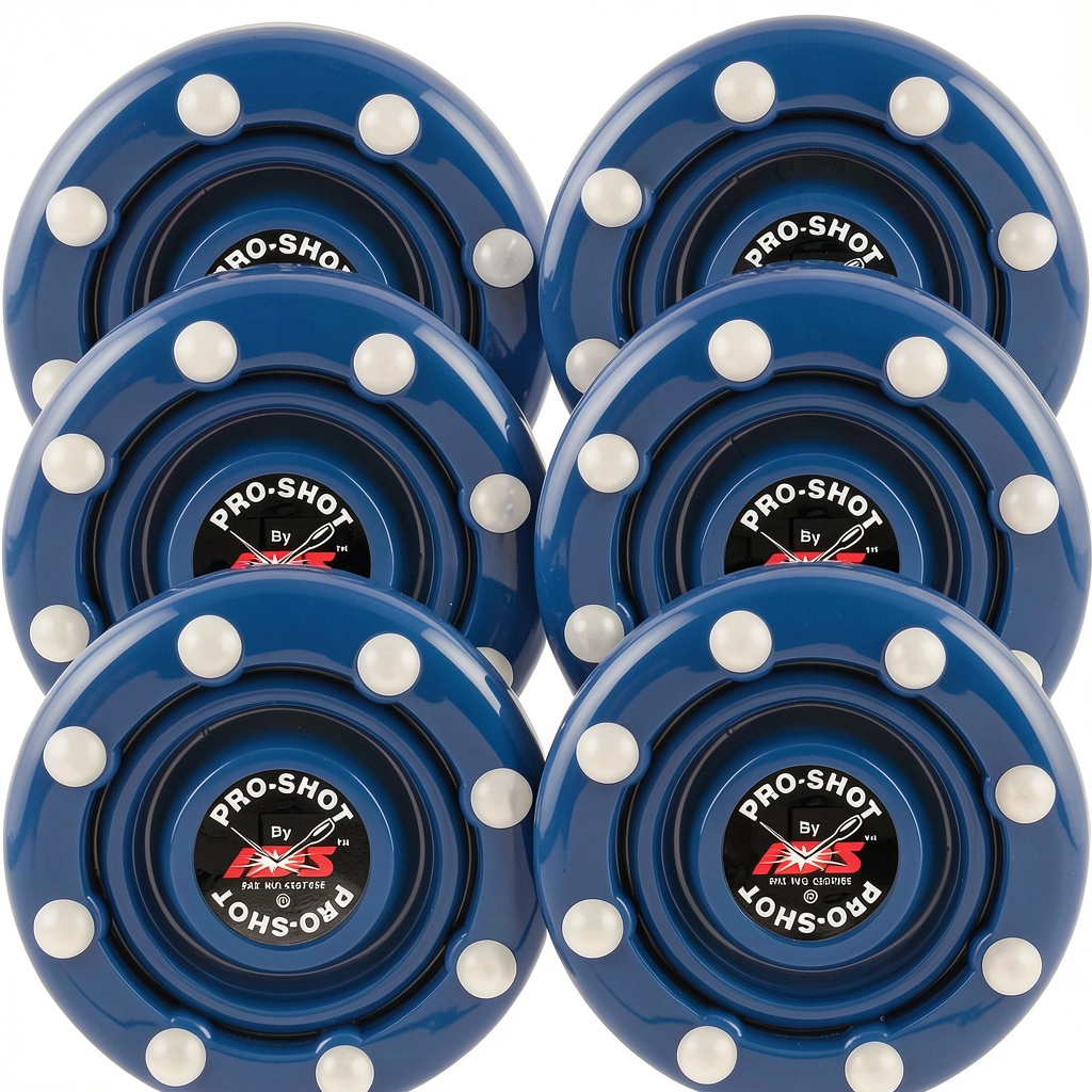 IDS blue hockey puck on a smooth indoor surface