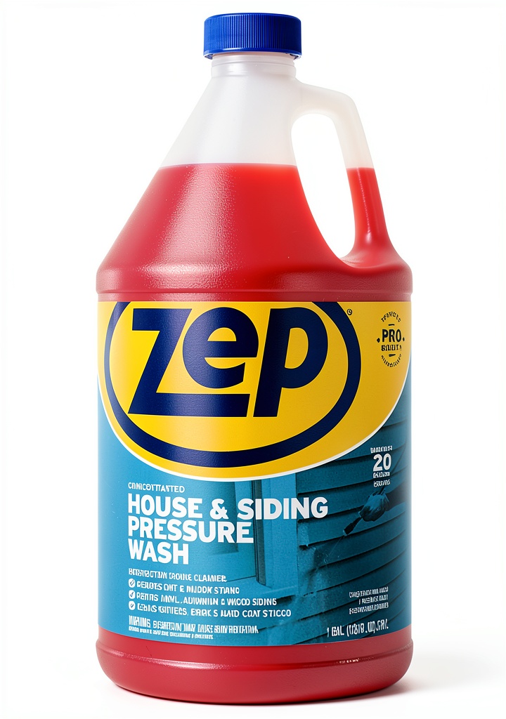 Zep cleaner being applied to a vinyl siding surface