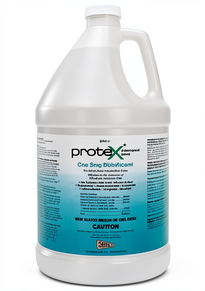 Protex disinfectant being applied to a stainless steel countertop