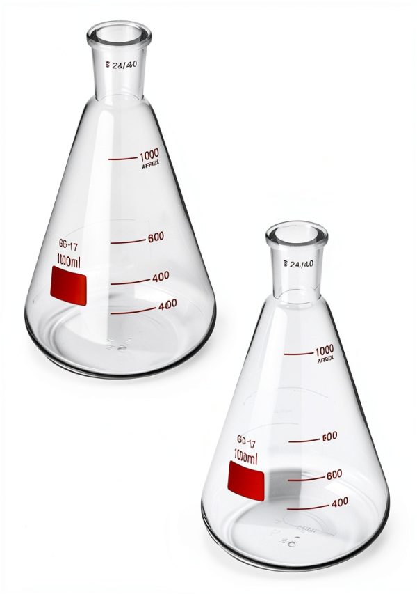 QWORK 1000ml Borosilicate Erlenmeyer Flask 2 Pack Thick 24 40 Joint-6