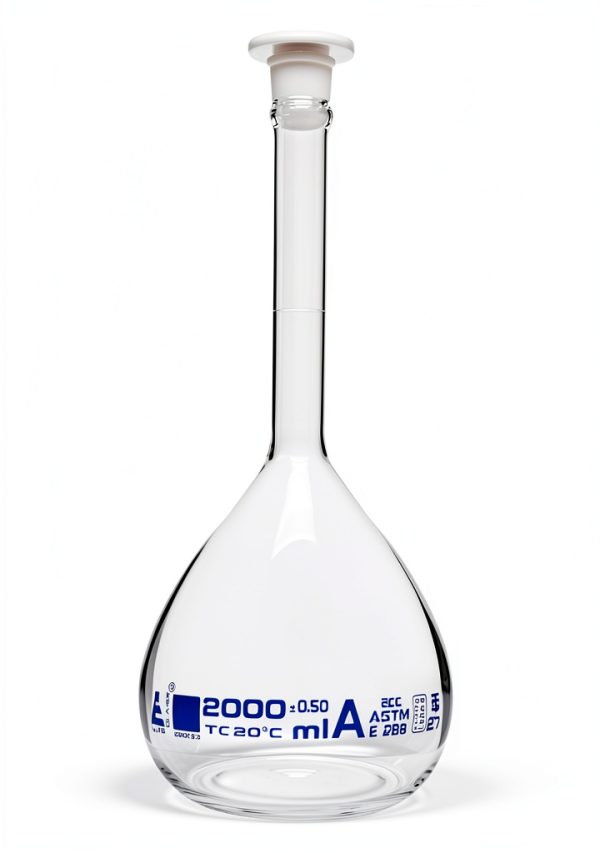 Volumetric Flask 2000ml EISCO ASTM Class A Borosilicate Glass with PP-0