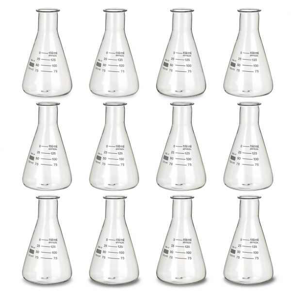 Erlenmeyer Flask PATIKIL 12 Pcs 150ml Graduated Borosilicate Glass-0