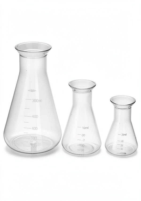 QWORK Erlenmeyer Flask 3 Pack Clear Scale Plastic 50ml 100ml 500ml-6