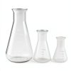 QWORK Erlenmeyer Flask 3 Pack Clear Scale Plastic 50ml 100ml 500ml-1