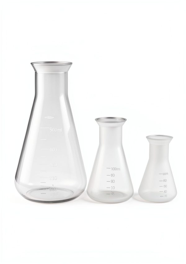QWORK Erlenmeyer Flask 3 Pack Clear Scale Plastic 50ml 100ml 500ml-1