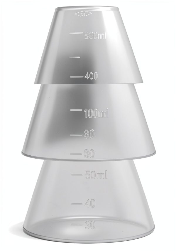 QWORK Erlenmeyer Flask 3 Pack Clear Scale Plastic 50ml 100ml 500ml-2