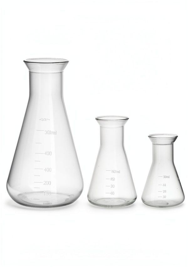 QWORK Erlenmeyer Flask 3 Pack Clear Scale Plastic 50ml 100ml 500ml-0