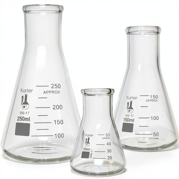 Glass Erlenmeyer Flask Set 50/150/250ml - Karter Borosilicate-2