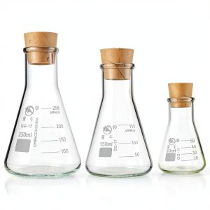 Glass Erlenmeyer Flask Set Young4us 3‑Size Borosilicate with Stoppers-0